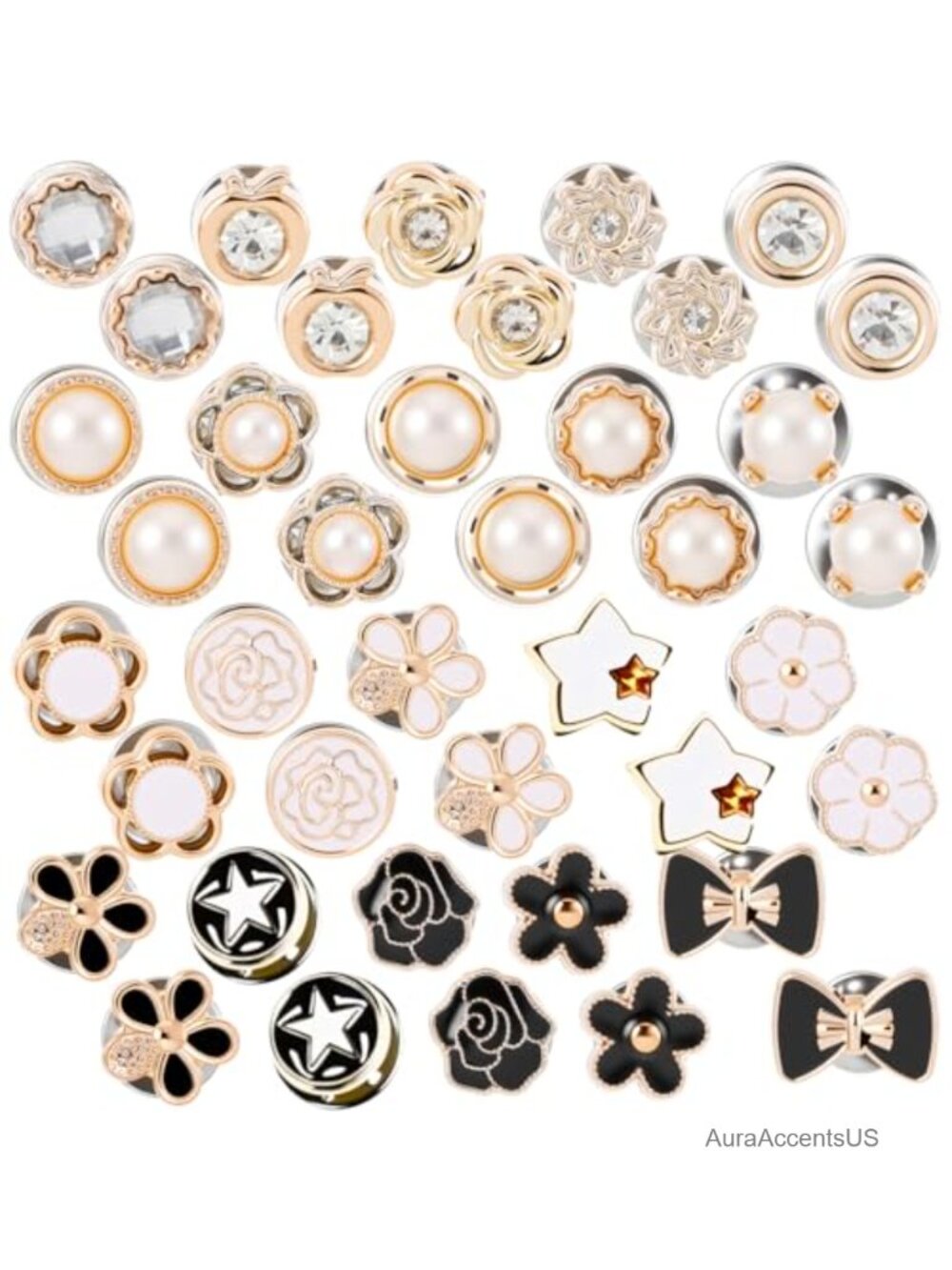 40 Decorative Pins for Clothes, Nail-Free Brooch Pins, Detachable Lapel Pin,
